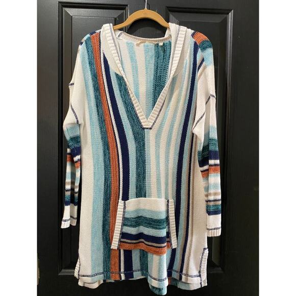 Soft Surroundings Multicolor Striped Bimini Pullover Hoodie Sweater Size M - Picture 1 of 4